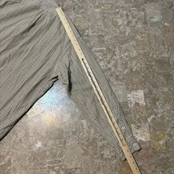 Polo Ralph Lauren Shirt Mens Medium Tan Check Band Collar Grandpa Vintage 90s - Picture 8 of 9